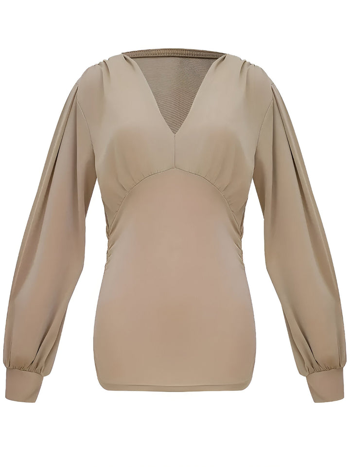 Caylee - Tailored Casual Blouse with Lantern Sleeves