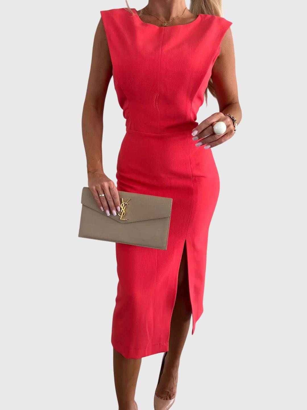 Elegant Lula™ dress by Emma & Rose Cape Town, featuring a flowing fabric and stylish design, shown on a model.
