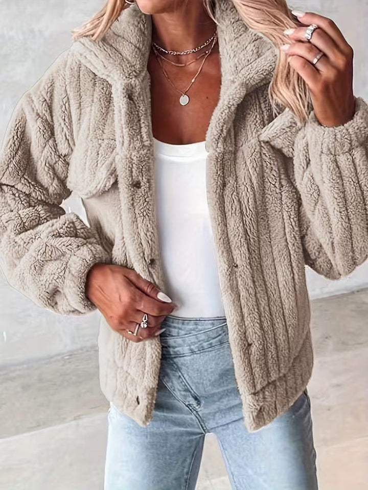 Libila Faux Fur Jacket with Pockets, view 4 - Elena Harper
