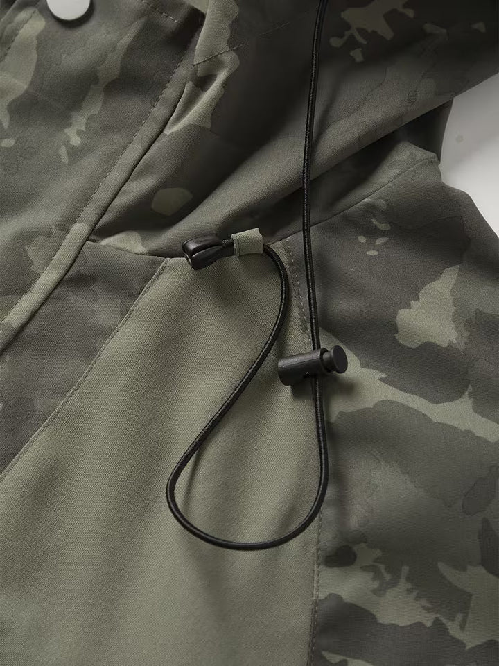 Brekks Windbreaker Jacket with Hood in Camouflage Design, view 6 - Elena Harper