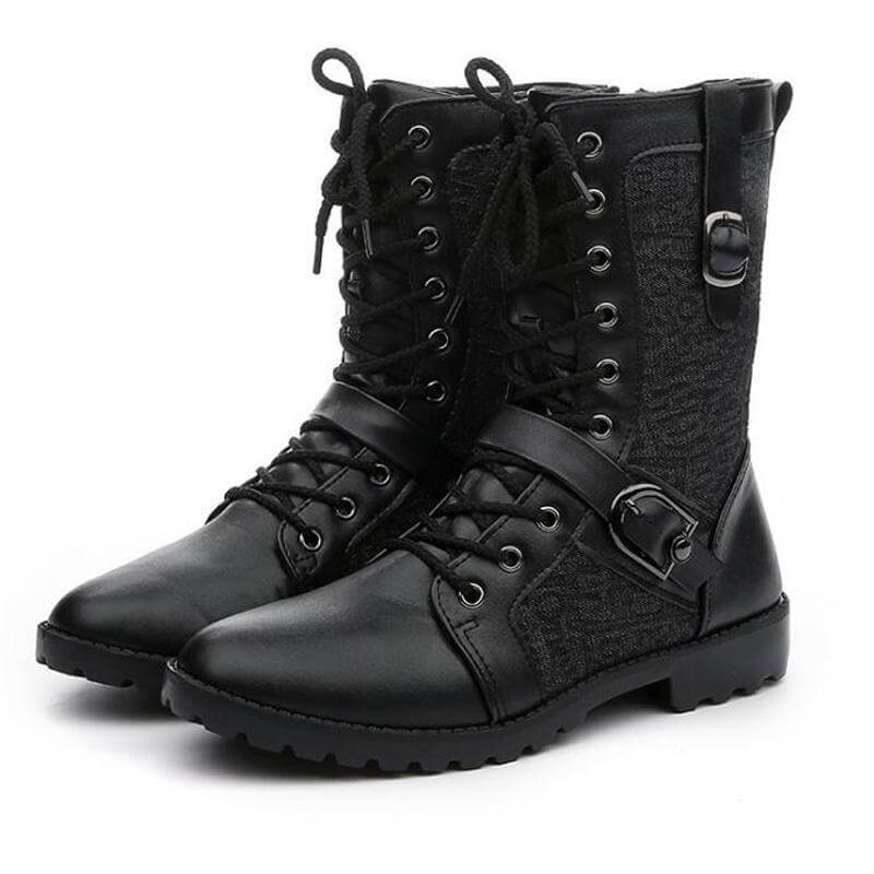Men's Lace-Up Boots with Buckle