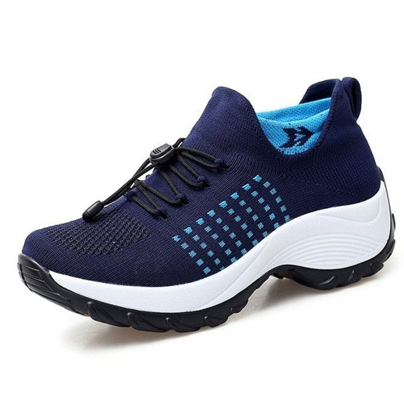 Claudia Comfortable and Supportive Orthopedic Knit Platform Sneakers, view 4 - Elena Harper
