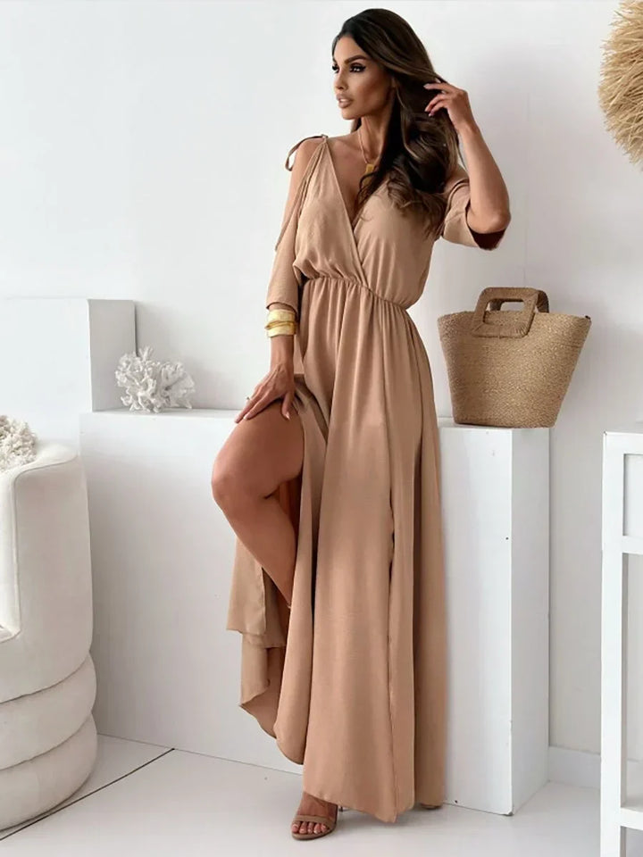 Lene Off-the-Shoulder Dress with Slit, view 4 - Elena Harper