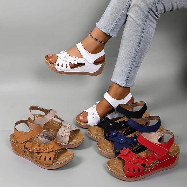 Ambella Comfortable Floral Sandals with Wedge Heel, view 7 - Elena Harper