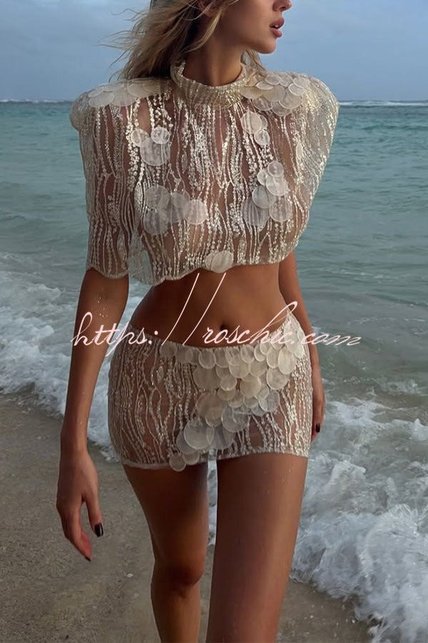 Sun-Kissed Sheer Embellished Two-Piece Set