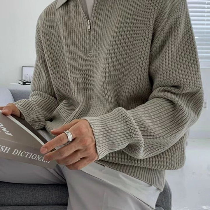 Saul | Men's Quarter-Zip Ribbed Knit Sweater