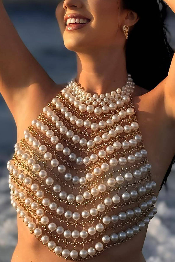 Fashionable Festival Beach Pearl Body Necklace