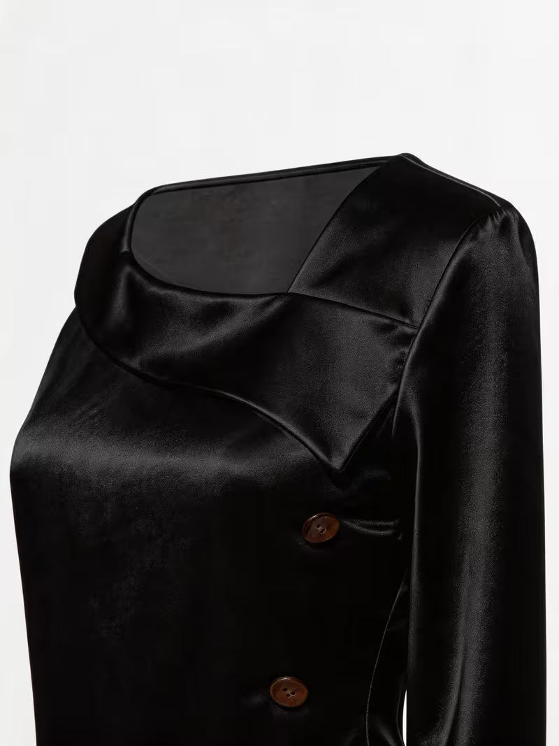 Belina – Satin Top WITH Square Neckline and Buttons