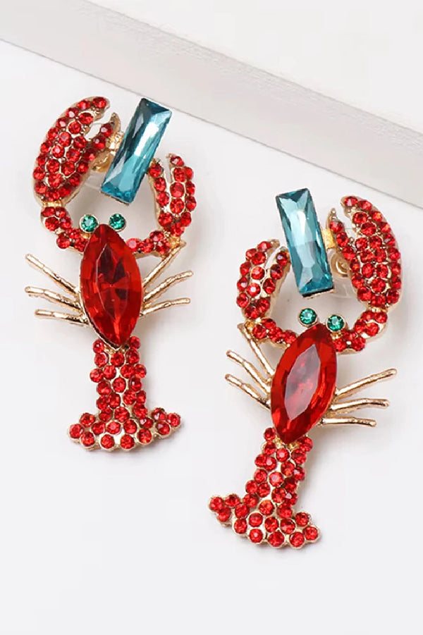 Fashionable Diamond Lobster-shaped Holiday Earrings