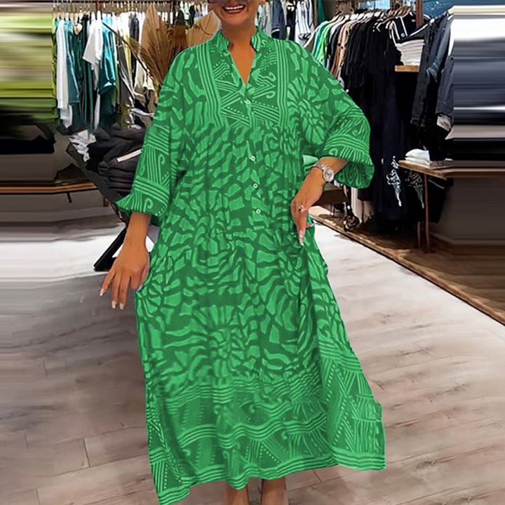 Azzon Comfortable Women's Dress with Modern Print, view 3 - Elena Harper