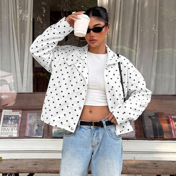 Women's Polka Dot Long Sleeve Coat - Casual and Light