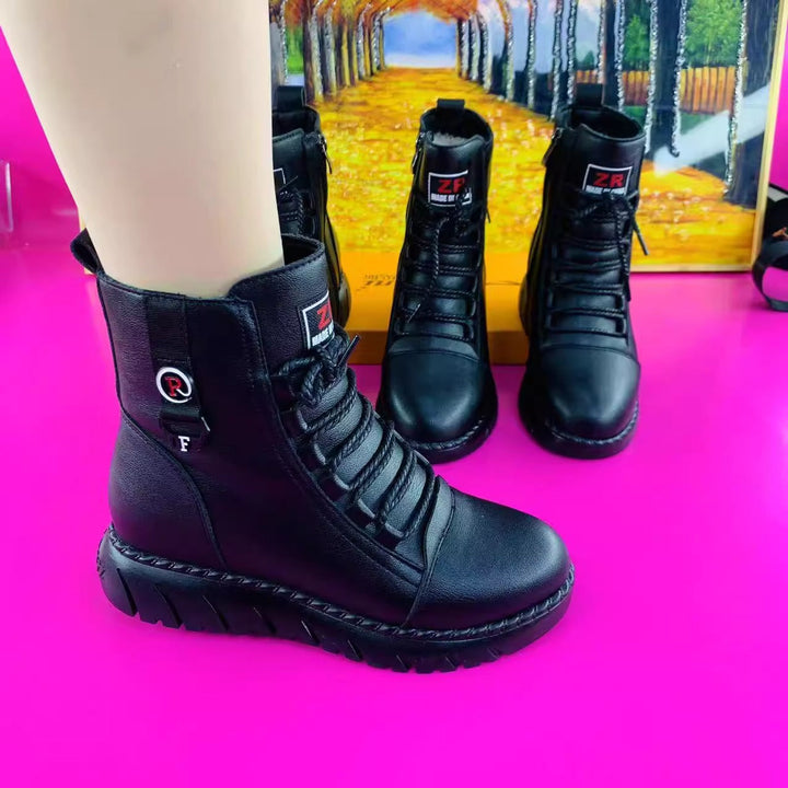 Mayi Leather Winter Ankle Boots, view 2 - Elena Harper