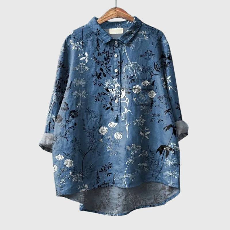Elegant Emma & Rose Cape Town Elly™ blouse with long sleeves and delicate fabric, showcased on a neutral background.