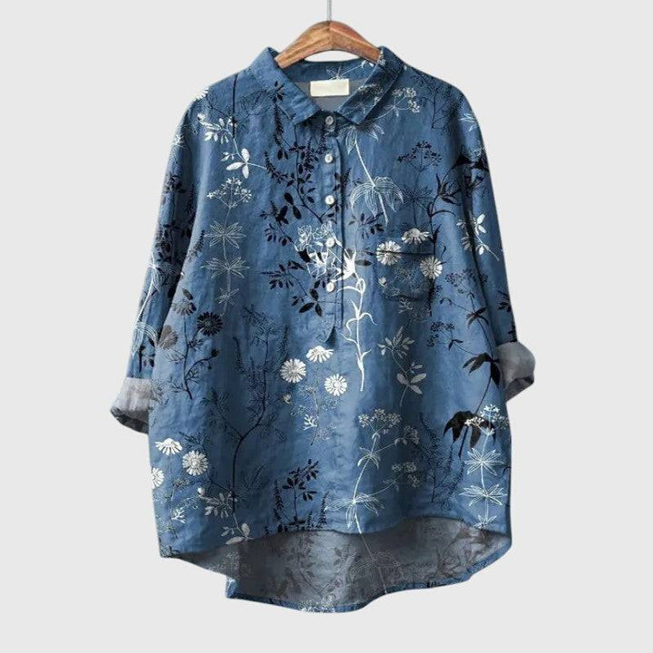 Elegant Emma & Rose Cape Town Elly™ blouse with long sleeves and delicate fabric, showcased on a neutral background.