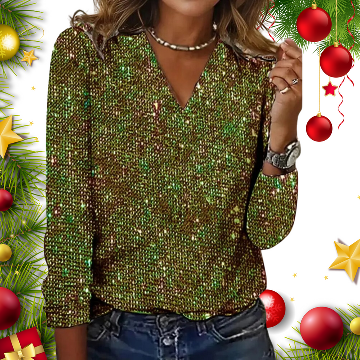 Lydia | Sparkling Sequin Top with Elegant V-Neck