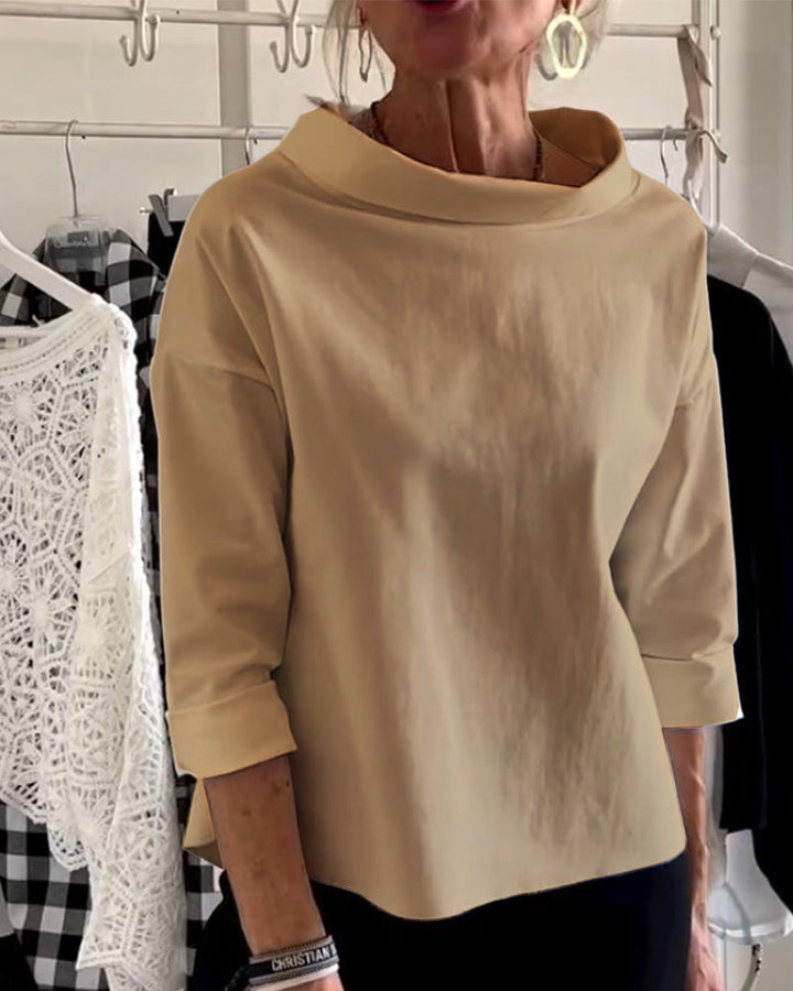 Women's Elegant 3/4 Sleeve Collared Blouse Top