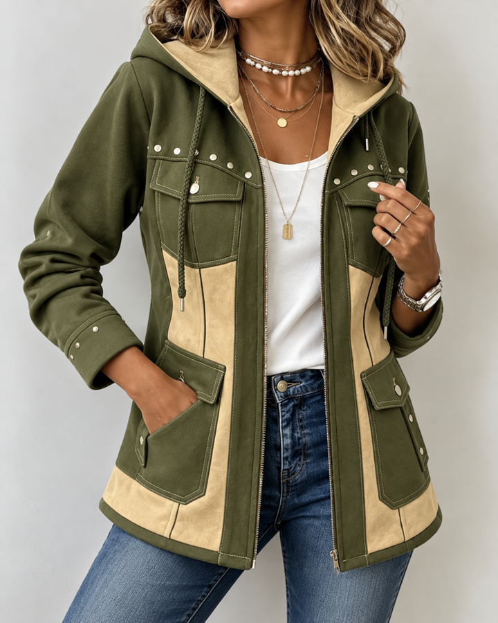 Demi™ | Comfortable Patchwork Jacket with Hood