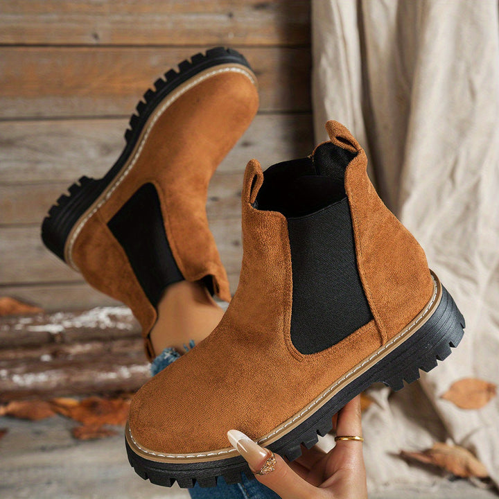 Yvonne Modern and Elegant Chelsea Platform Ankle Boots, view 9 - Elena Harper