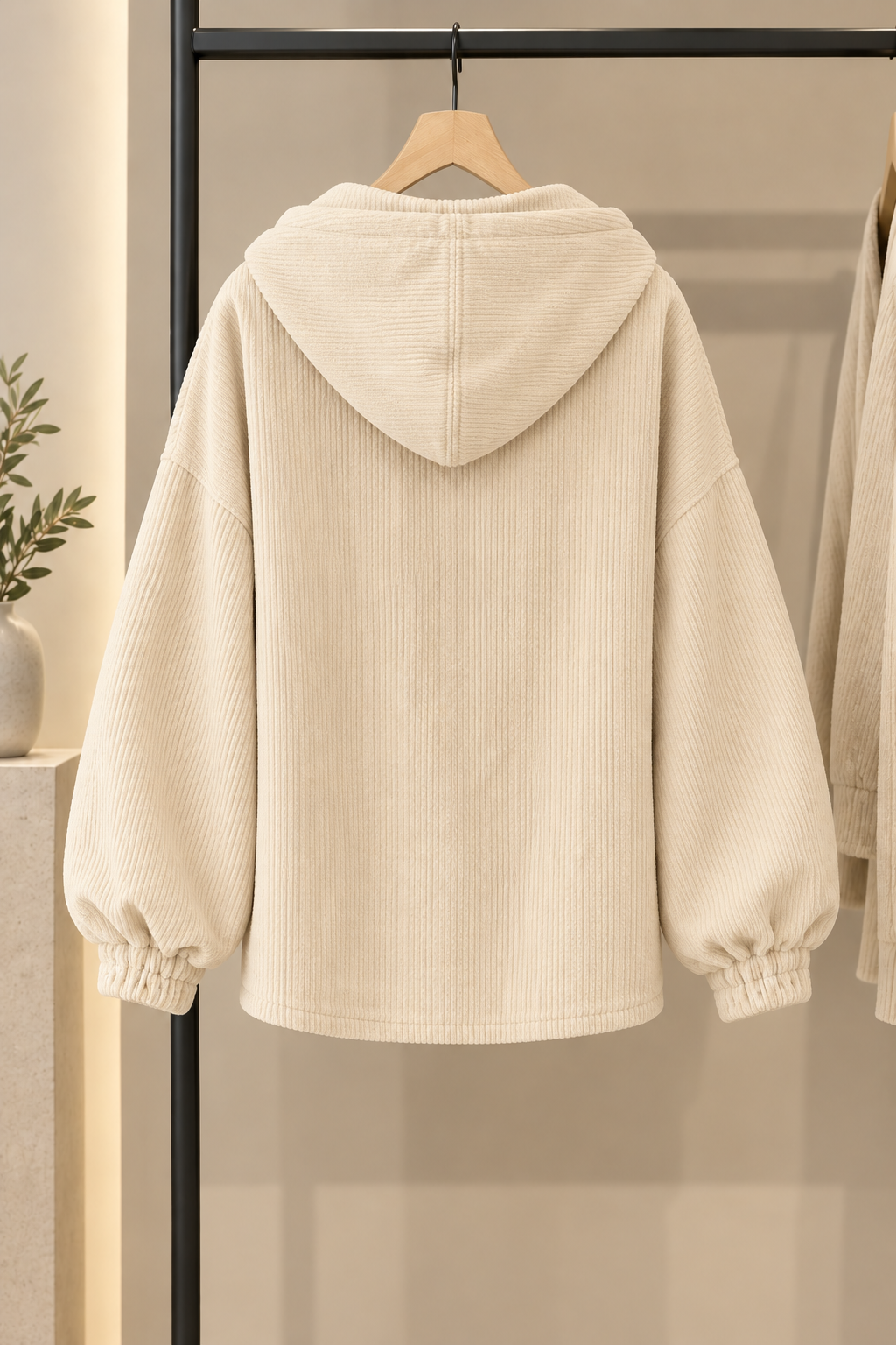 Women's Oversized Corduroy Hooded Jacket