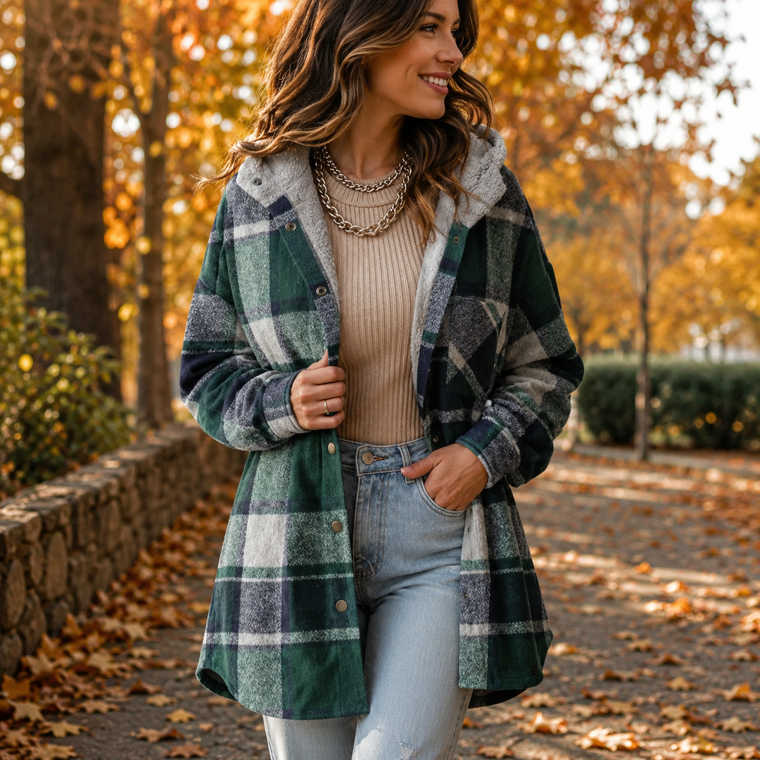 Ninon™ | Soft Flannel Jacket with Hood