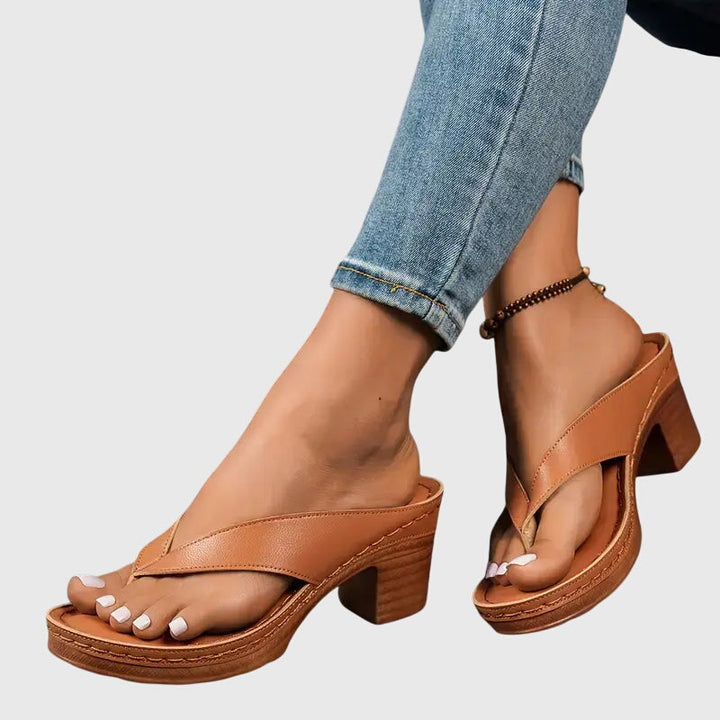 Women's Orthopaedic Sandals with Mid Height Heel for Summer