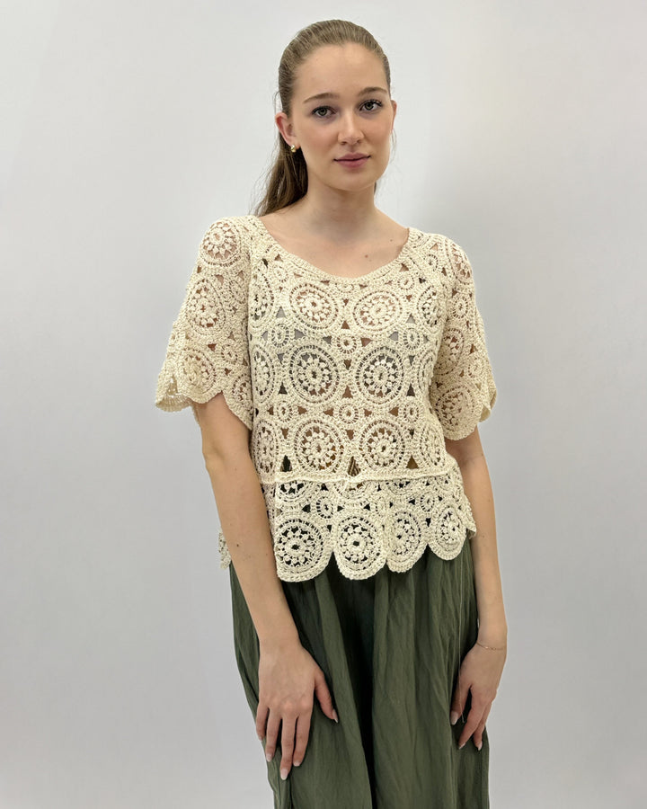 Yolande™  |  Crochet 3/4 Sleeve Top