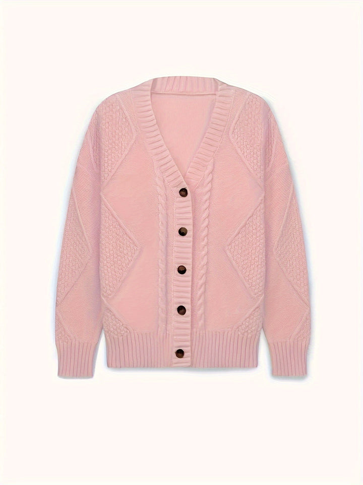 Aurélie - Elegant Twisted Knit Cardigan V-Neck