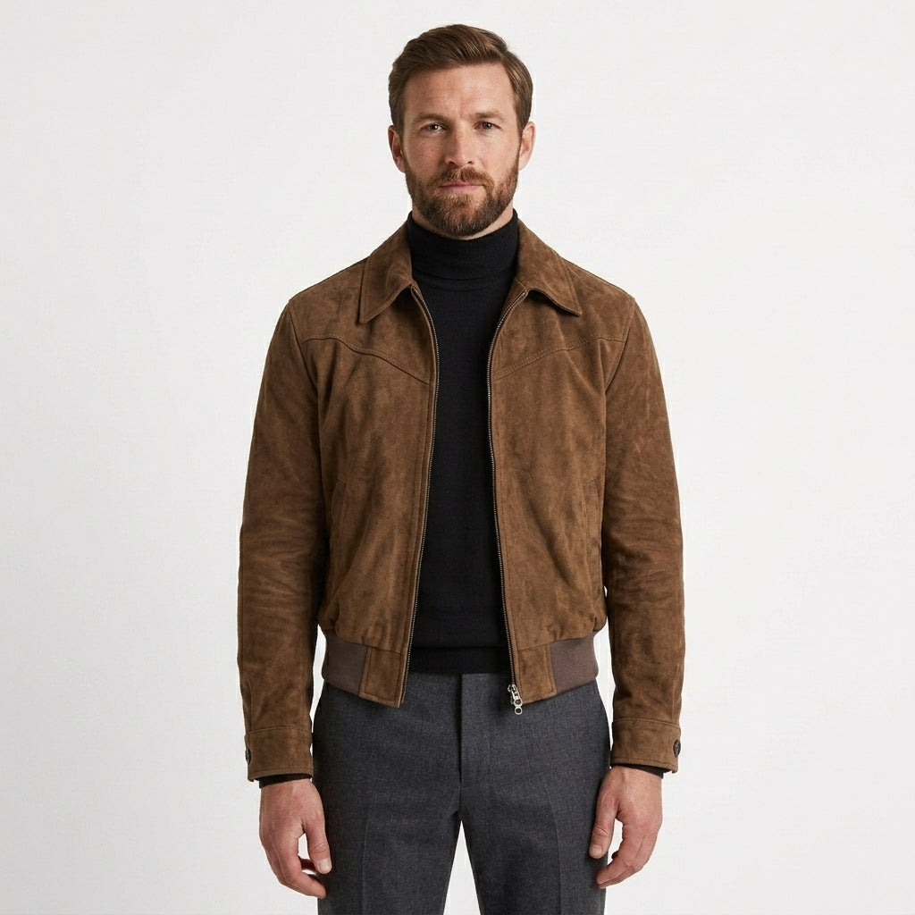 Faux Suede Smart Casual Jacket For Men