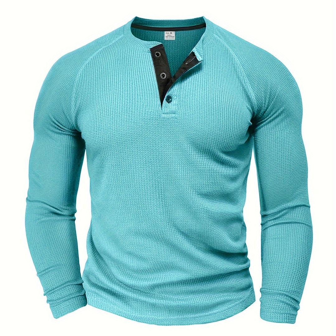 LAURENT MONACO | TEXTURED HENLEY T-SHIRT FOR MEN