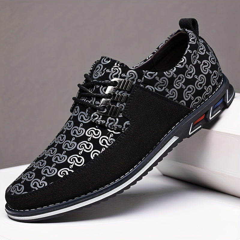 Men's Patterned Low-Top Sneakers with Cushioned Sole