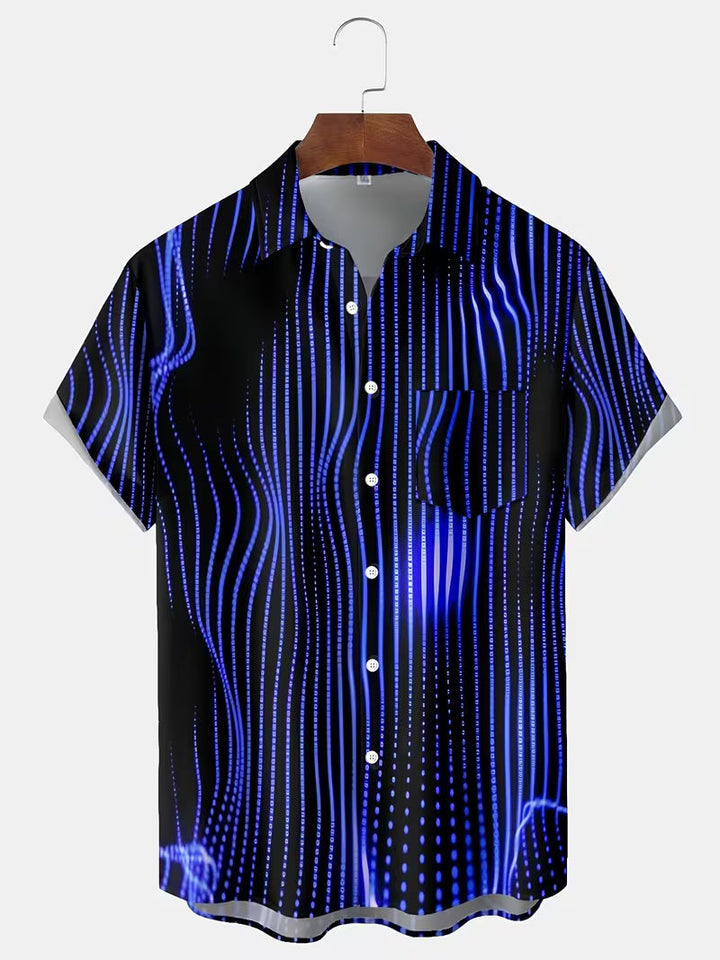Ludwig Casual Shirt with Artistic Stripe Prints, view 6 - Elena Harper