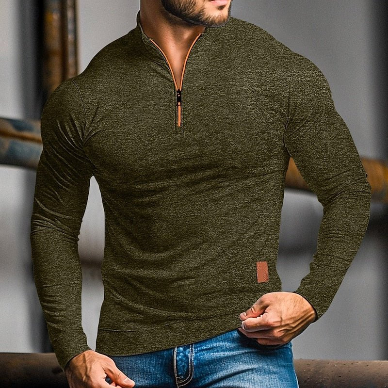 Oliver | Modern and Comfortable Long Sleeve Polo Shirt with Quarter Zip