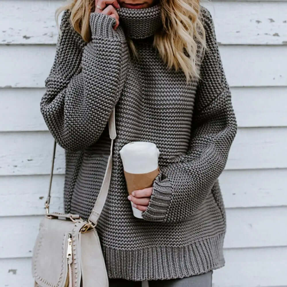 Women's Loose Roll Neck Sweater, view 4 - Elena Harper