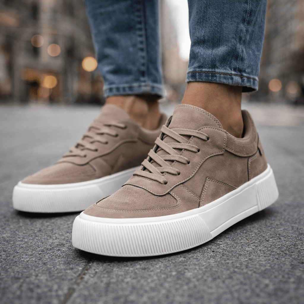 Aurelio Multicolored Suede Sneakers, view 7 - Elena Harper