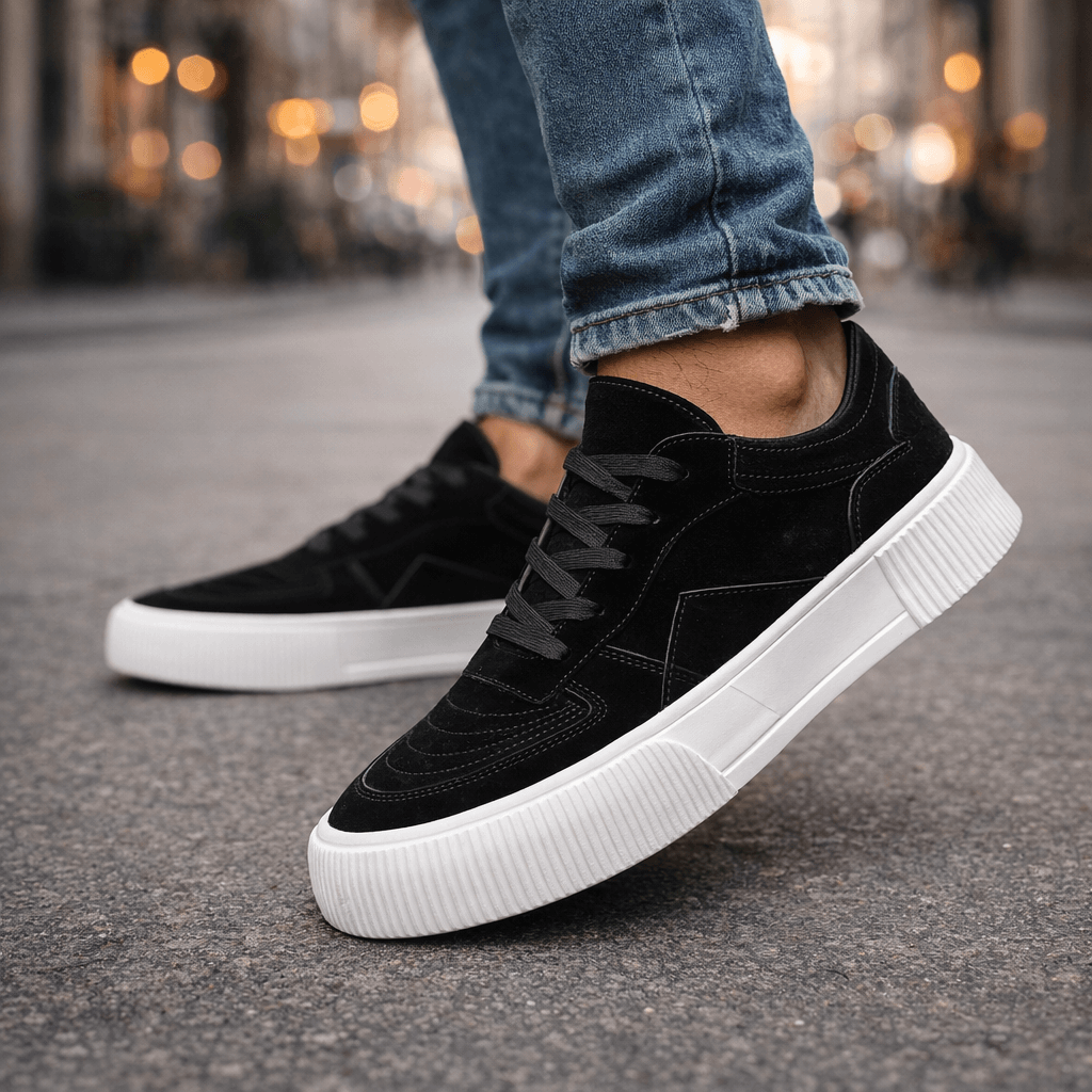 Aurelio Multicolored Suede Sneakers, view 8 - Elena Harper