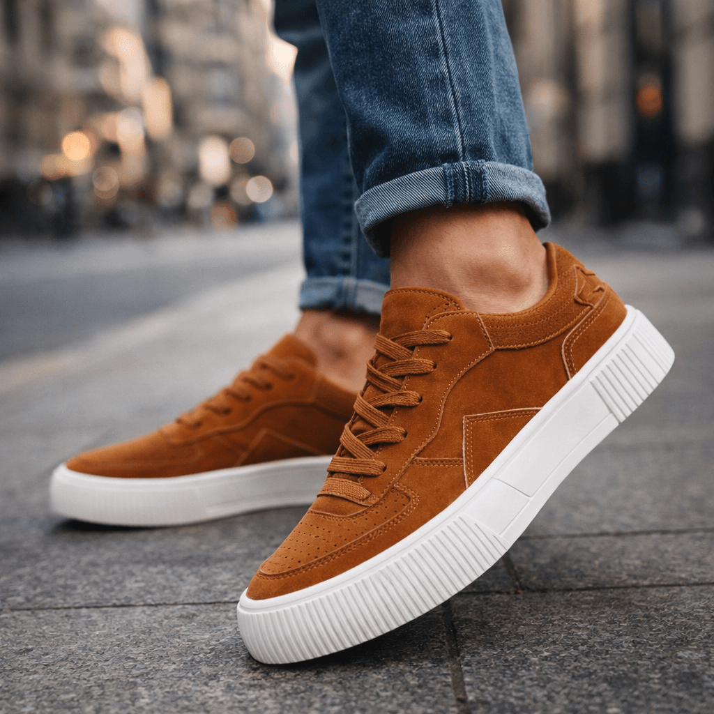 Aurelio Multicolored Suede Sneakers, view 4 - Elena Harper