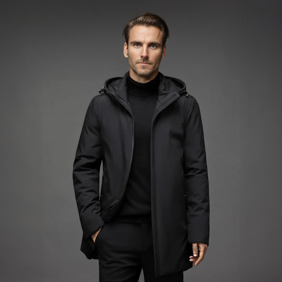 Mid-Length Hooded Parka for Men – Warm Winter Coat