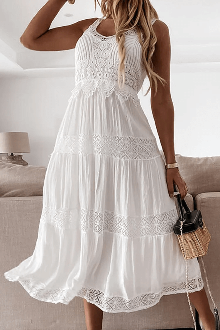 Lace V-Neck Dress - Elena Harper