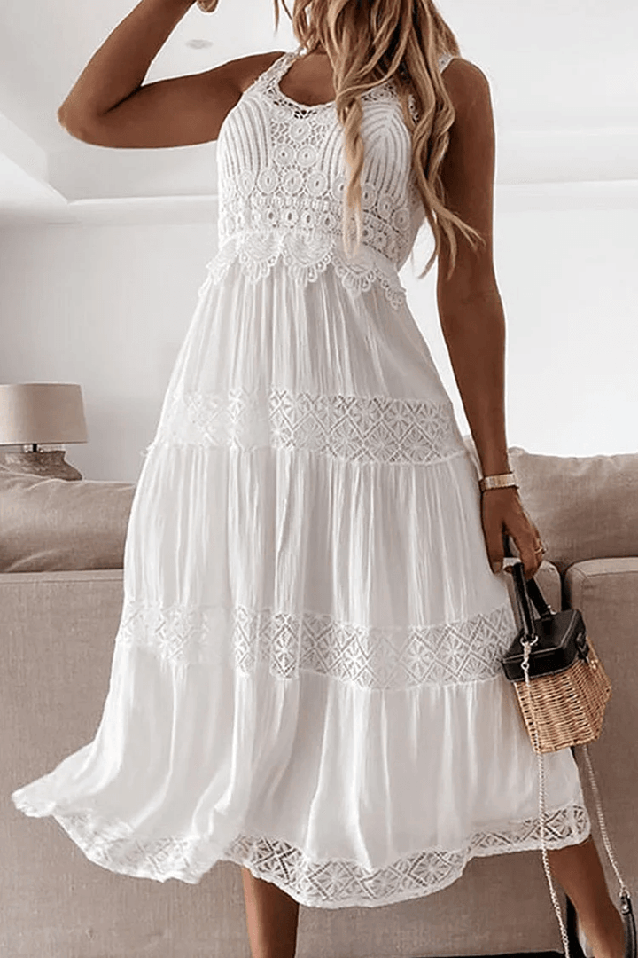 Lace V-Neck Dress - Elena Harper