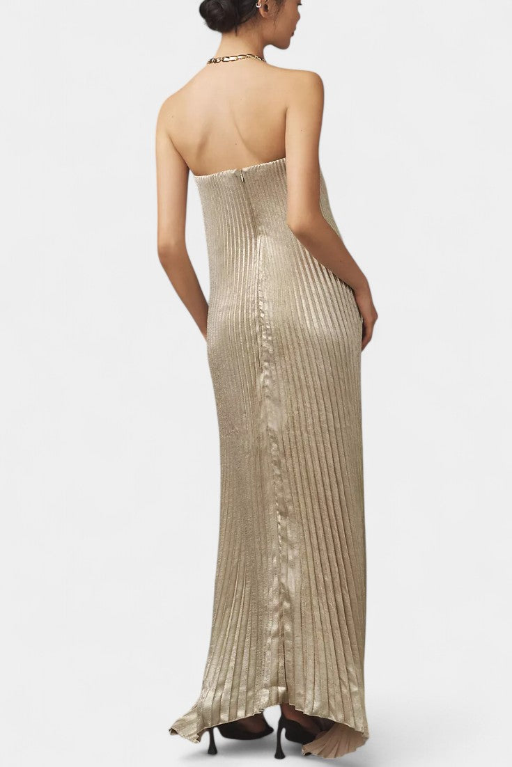 Andreia Sleeveless A-Line Dress with Pleats, view 2 - Elena Harper
