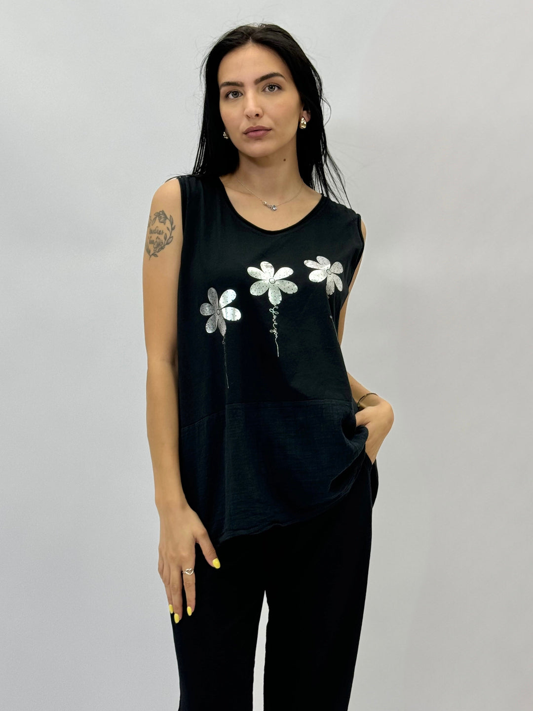 Hester™  |  Sleeveless Top Floral Detail