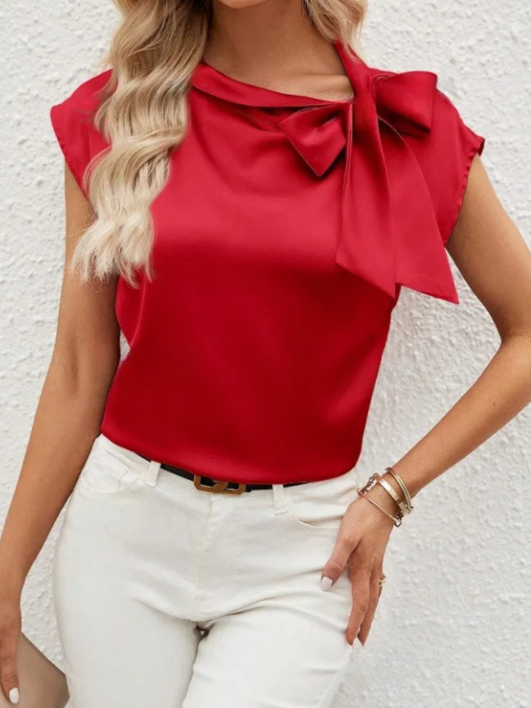 Women's Satin Blouse with Bow