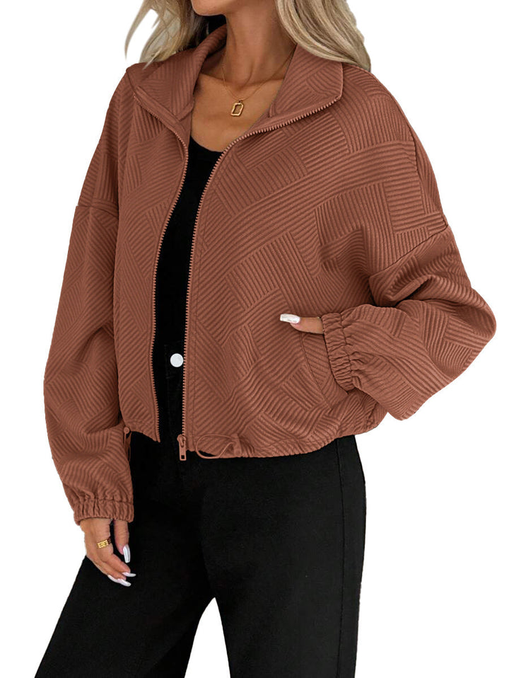 Women's Baseball Jacket with High Collar - Sporty and Practical