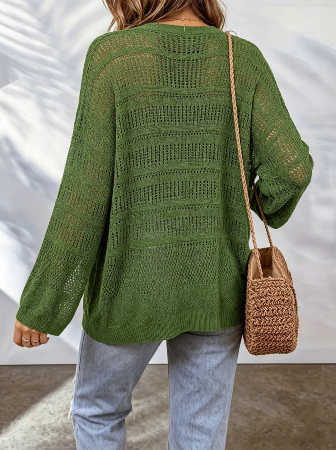Women's Lightweight Knit Openwork Cardigan