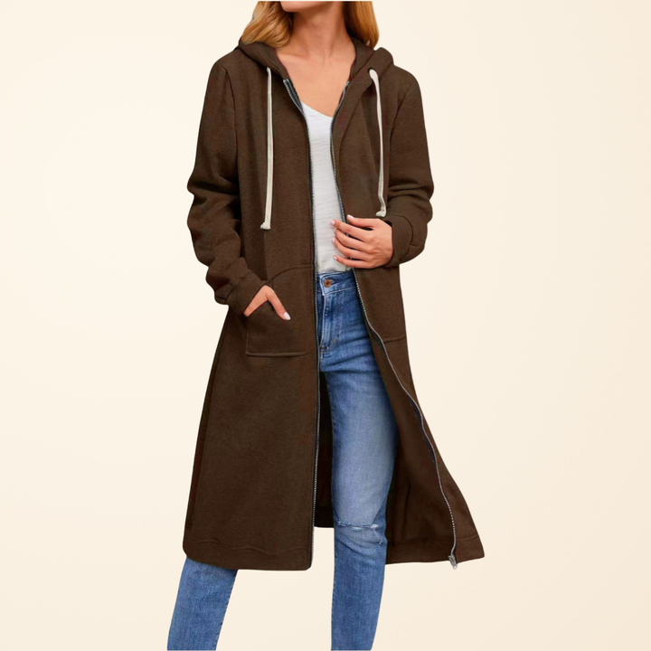 Sophie - Elegant Maxi Zip-Up Hoodie Cardigan