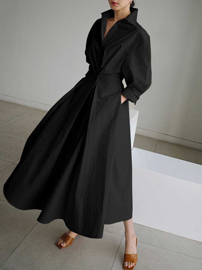 Women's Elegant Button-Front Shirt Dress - Versatile Style