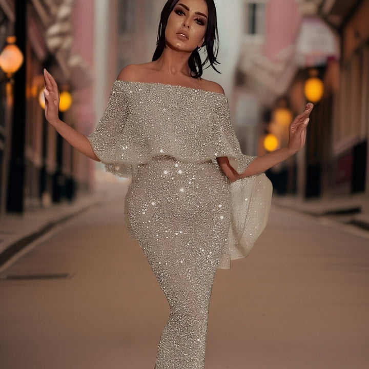 Women's Elegant Off-Shoulder Ruffle Dress