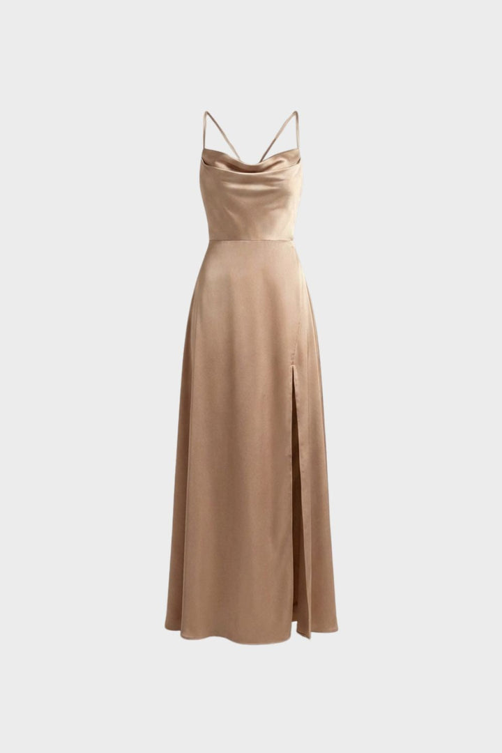 Women's Satin Evening Dress | Slit