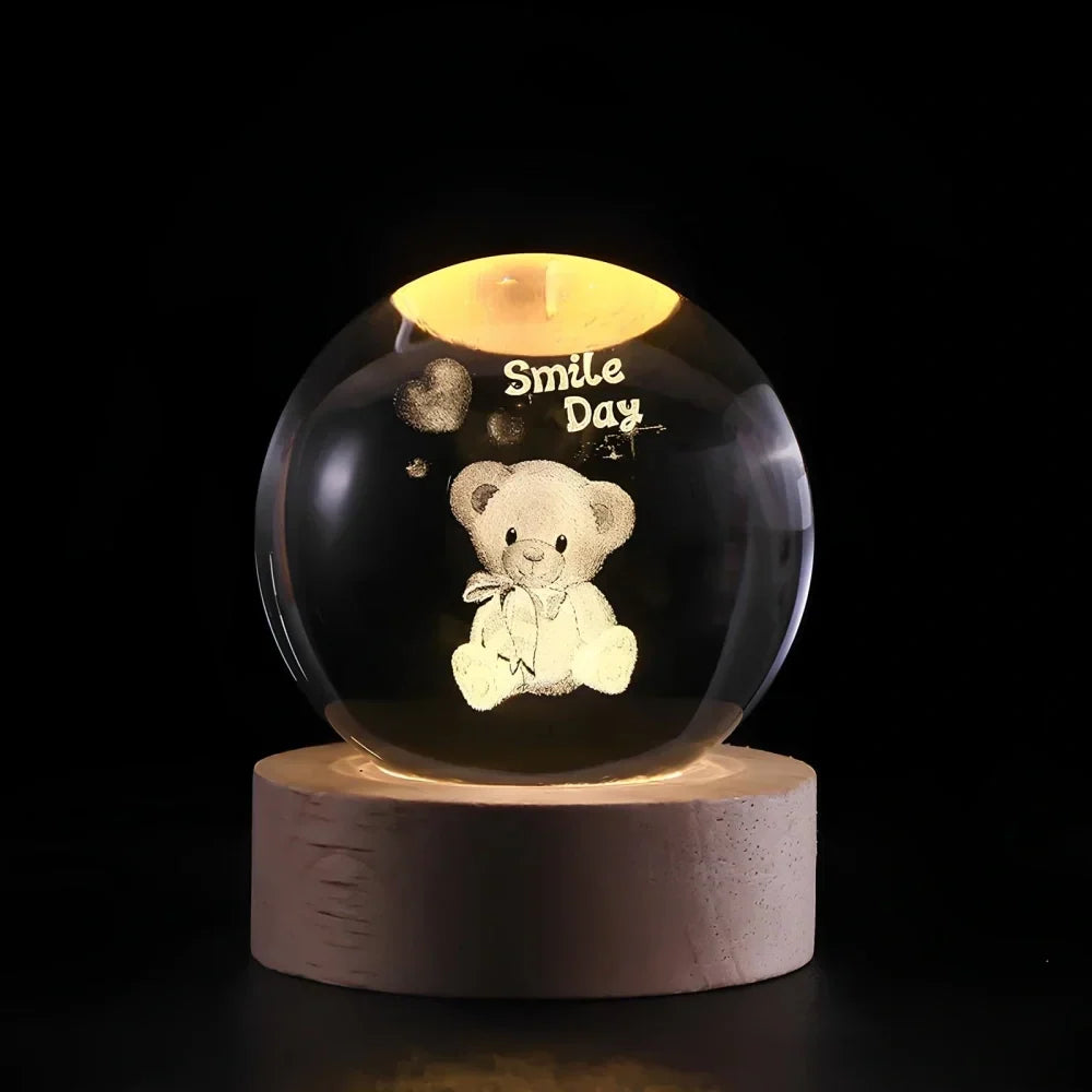 Glowing Crystal Ball with 3D Engraving Night Light