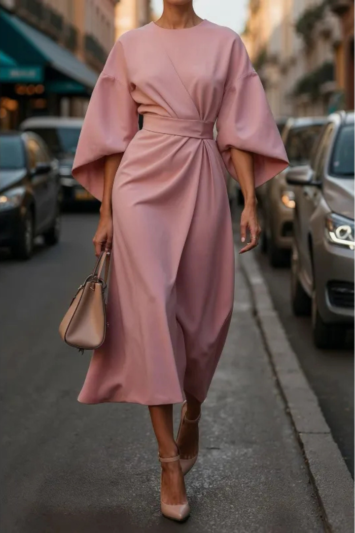 Mira™ | Elegant Midi Dress with Belt